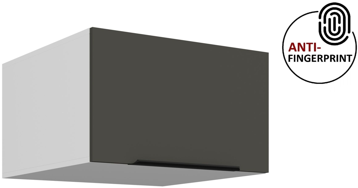Küchen Aufsatzschrank 60 cm ARIA Graphite ultra matt + Weiss matt, hochwertige Fronten mit Anti Fingerprint Beschichtung Küchenzeile Küchenblock Bild 1
