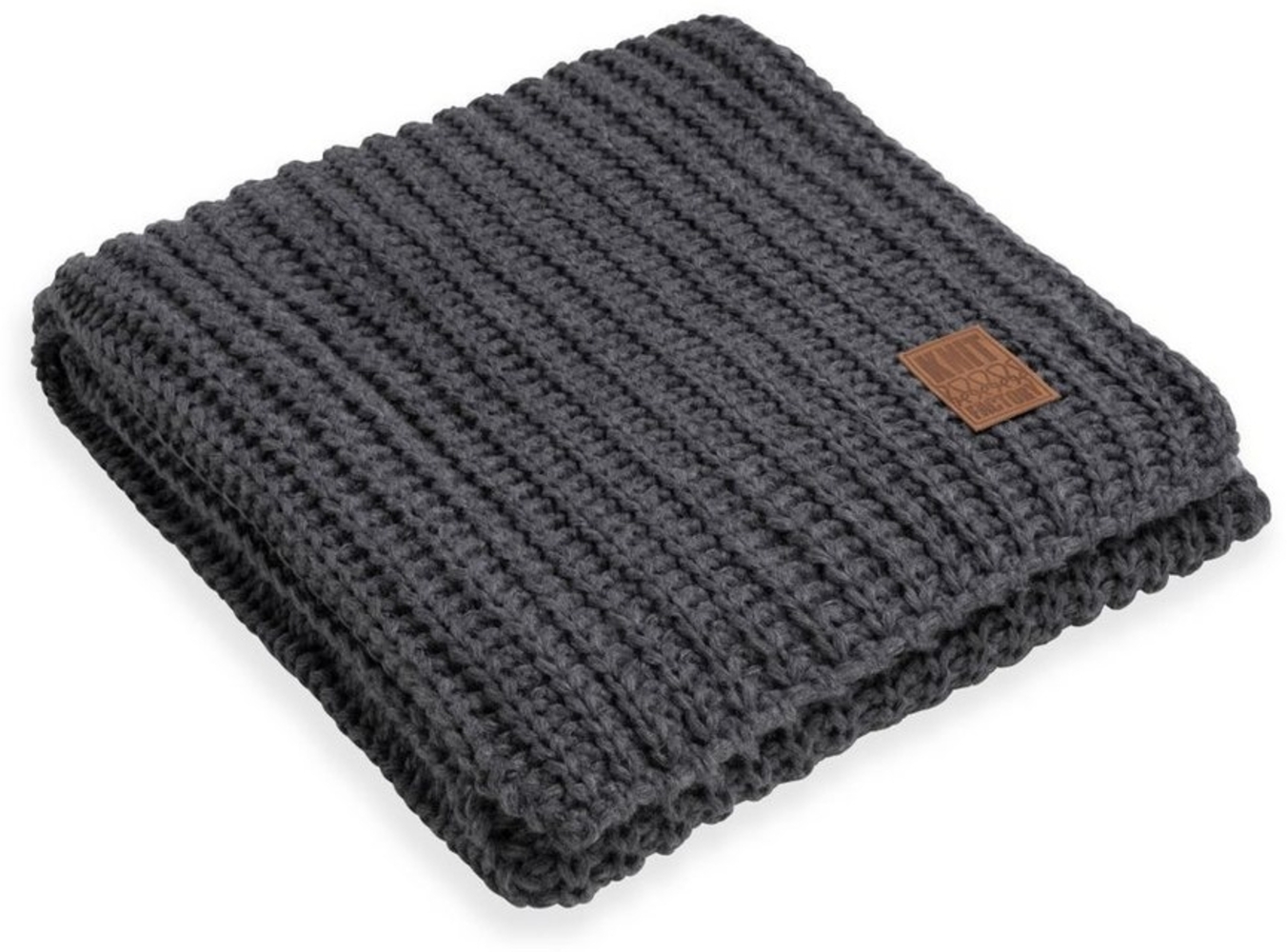 Wolldecke Cody Plaid Anthrazit 160x130 160x130 cm, Knit Factory, Tagesdecke Kuscheldecke Decke Wohndecke Bild 1