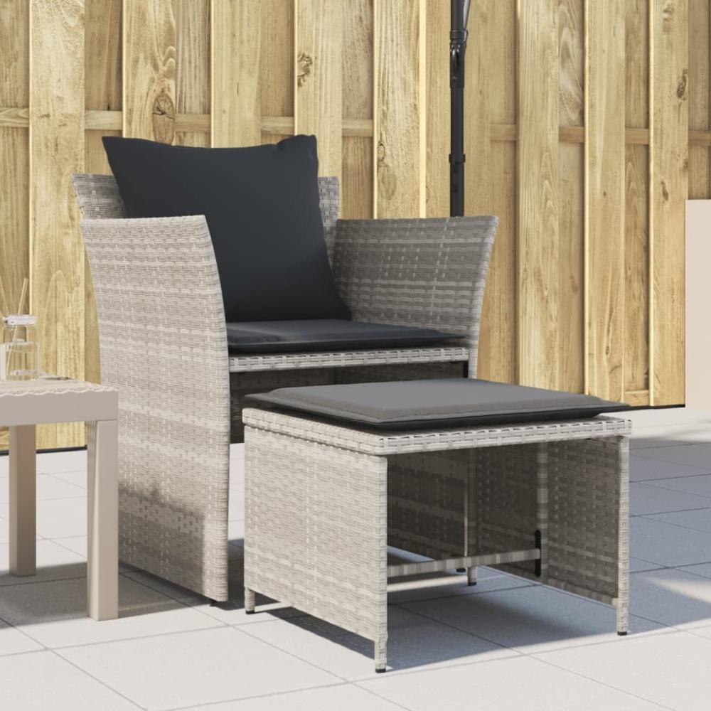 vidaXL Gartenstuhl mit Fußhocker Hellgrau Poly Rattan Bild 1