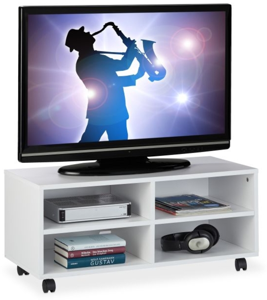 TV Board mit 4 Fächern rollbar Bild 1