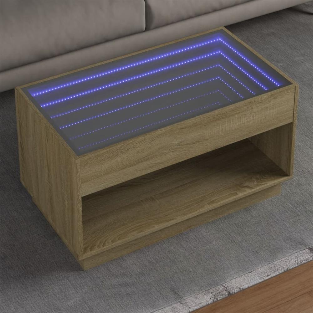 vidaXL Couchtisch mit Infinity-LED Sonoma-Eiche 90x50x50 cm 847667 Bild 1