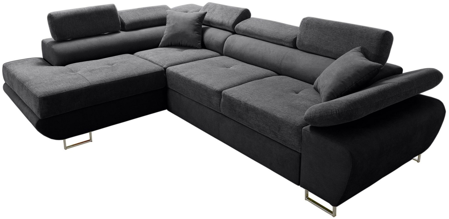 robin 'Premium Wenus' Ecksofa mit Schlaffunktion, Bettkasten und verstellbare Kopfstützen, Schaumstoff schwarz, 280 x 200 x 86 cm Bild 1