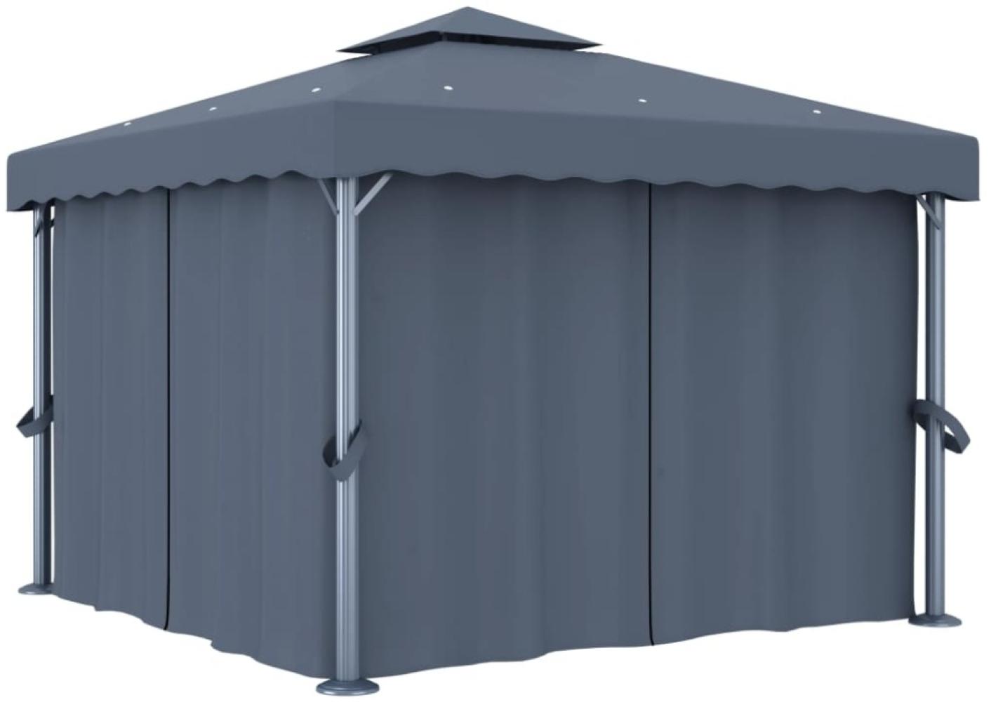 vidaXL Pavillon mit Vorhang 3x3 m Anthrazit Aluminium 3053378 Bild 1