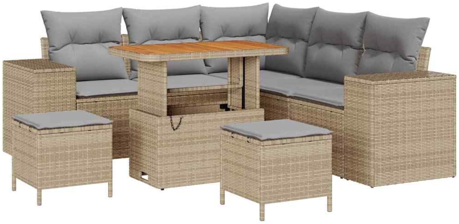 vidaXL Garten-Sofa-Set 8 pcs Beige und Hellgrau 90 x 55 x 71 cm 3363957 Bild 1
