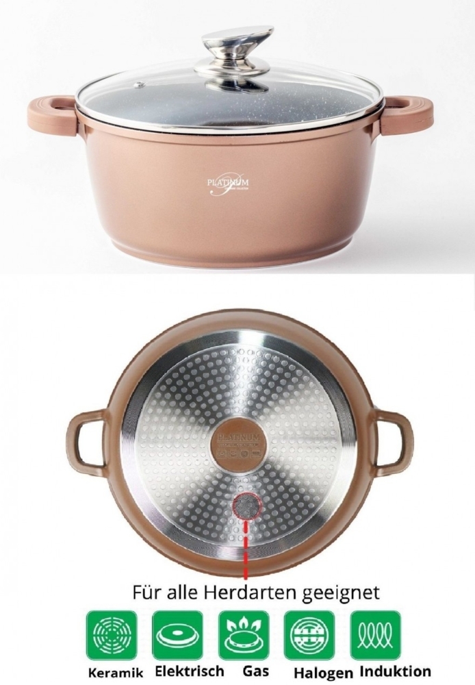 Kochtopf Topf Kasserolle Glasdeckel Aluguss Ø32cm Platinum DAS32 Copper Bild 1