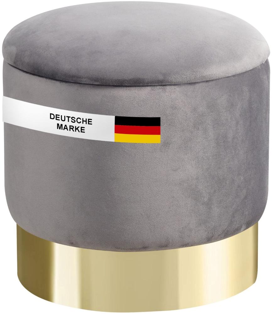 Albatros Hocker mit Stauraum Nizza Sitzhocker mit Stauraum, Modernes Design, Edler Samt-Bezug Sitztruhe Sitzbank mit Stauraum  optimal als Fußhocker Hocker Schminktisch, Grau Bild 1