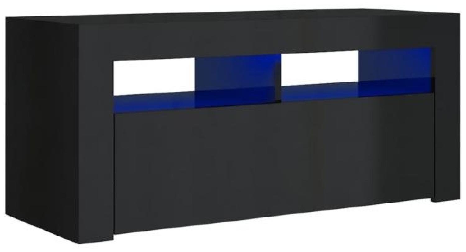 vidaXL TV-Schrank mit LED-Leuchten Hochglanz-Schwarz 90 x 35 x 40 cm, Mit Beleuchtung [804326] Bild 1