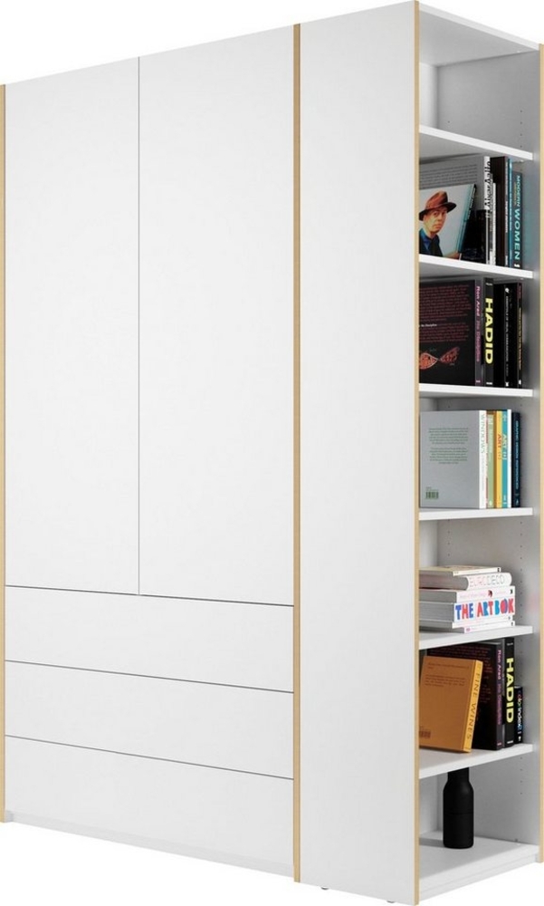 Müller SMALL LIVING Kleiderschrank Modular Plus Variante 1 3 geräumige Schubladen, Anbauregal links oder rechts montierbar Bild 1