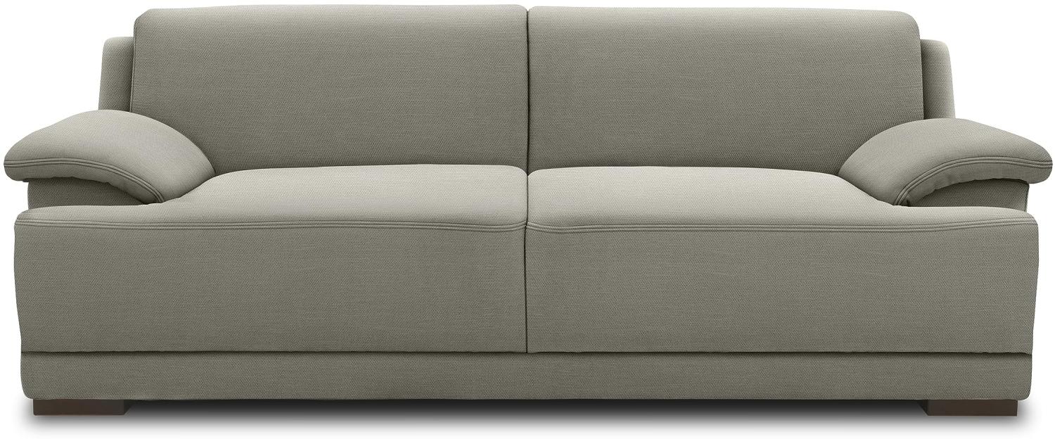 DOMO Collection Telos 3er Boxspringsofa, Sofa mit Boxspringfederung, Zeitlose Couch mit breiten Armlehnen, 218x96x80 cm, Polstergarnitur in grau Bild 1