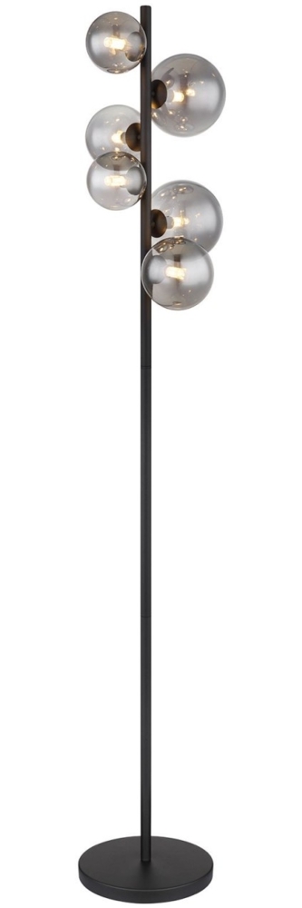 Stehlampe Wohnzimmer Stehleuchte 6 Kugeln Rauchglas Schwarz 56133-6S Bild 1
