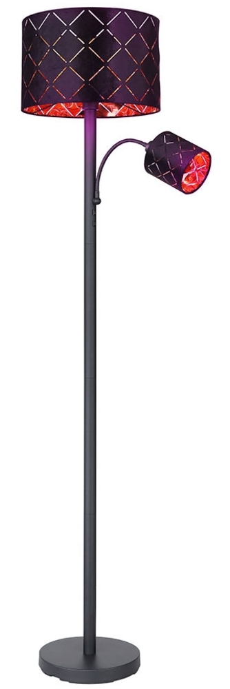 RGB LED Stehleuchte, Flexo Leselampe, schwarz gold, H 162 cm Bild 1