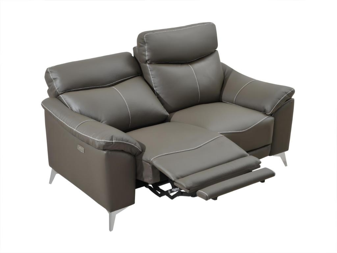 Vente-unique - Relaxsofa elektrisch 2-Sitzer - Leder - Taupe - METRONOMYA Bild 1