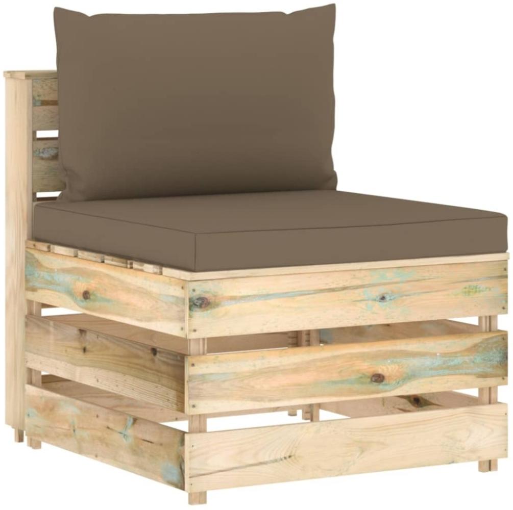 vidaXL Modulares Mittelsofa mit Kissen Grün Imprägniertes Holz 3074515 Bild 1