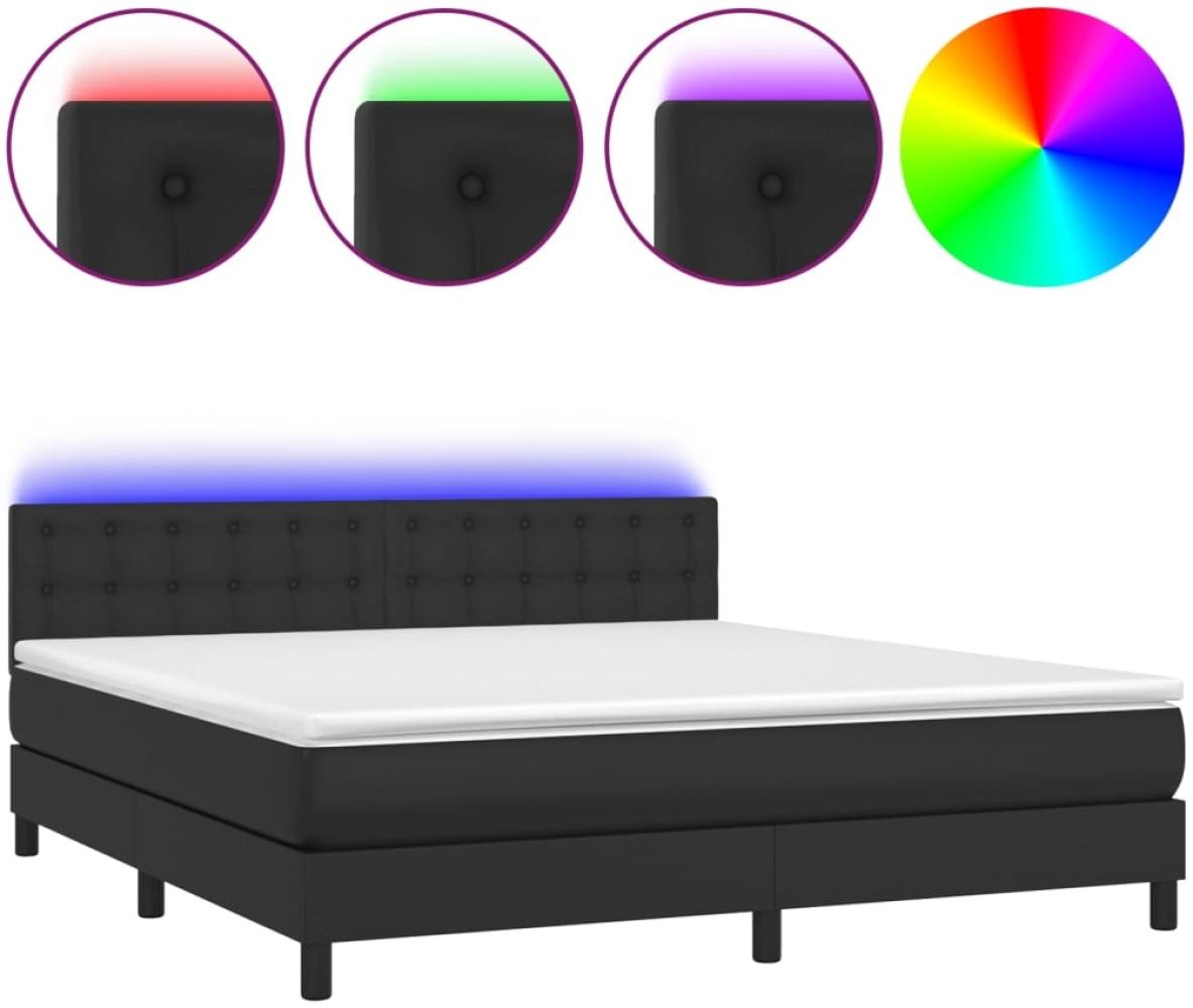 vidaXL Boxspringbett mit Matratze & LED Schwarz 160x200 cm Kunstleder 3134231 Bild 1