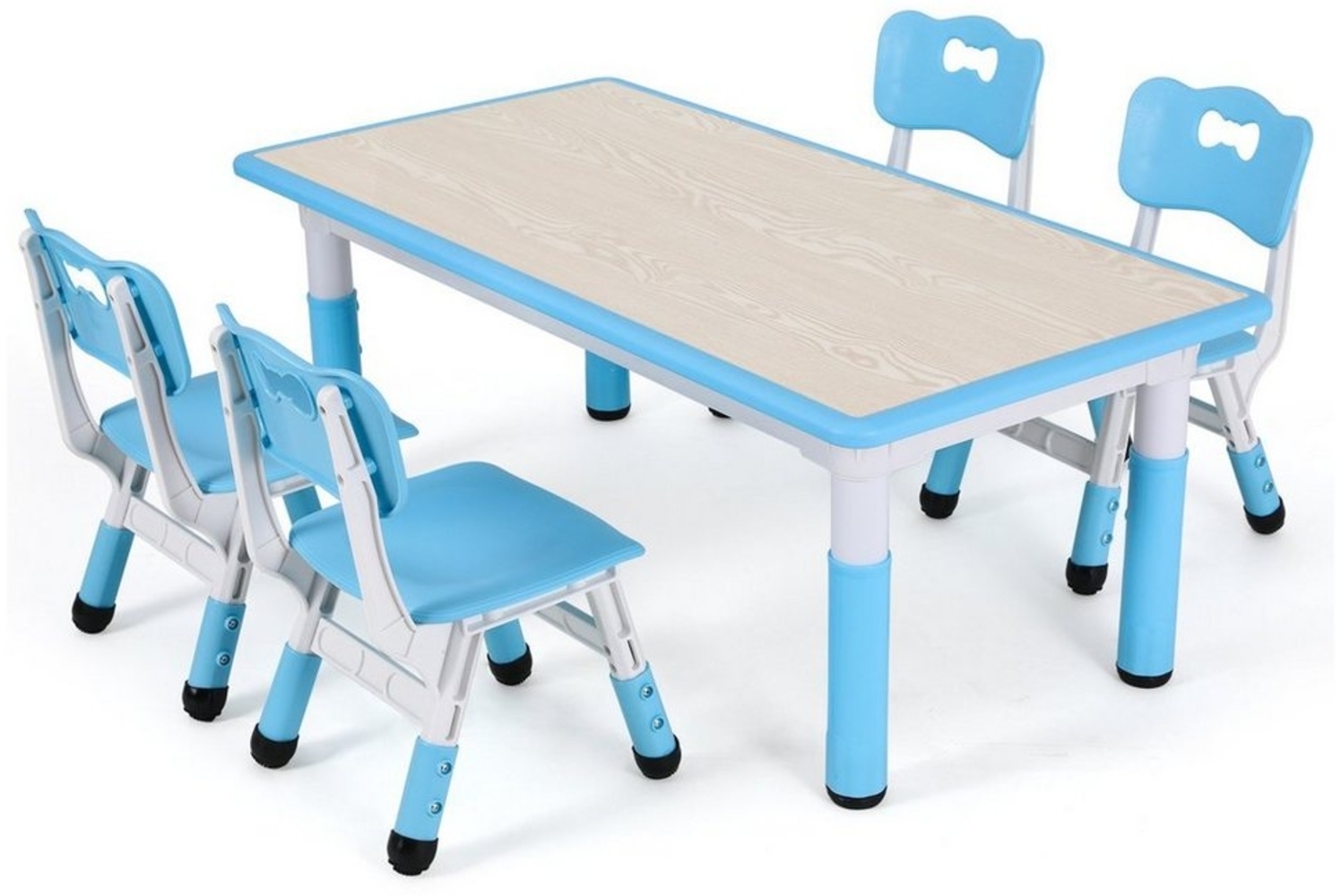 TLGREEN Kindersitzgruppe Plastik Kindermöbel, (5-tlg), Kindertisch mit 4 Stühlen Höhenverstellbar Bild 1