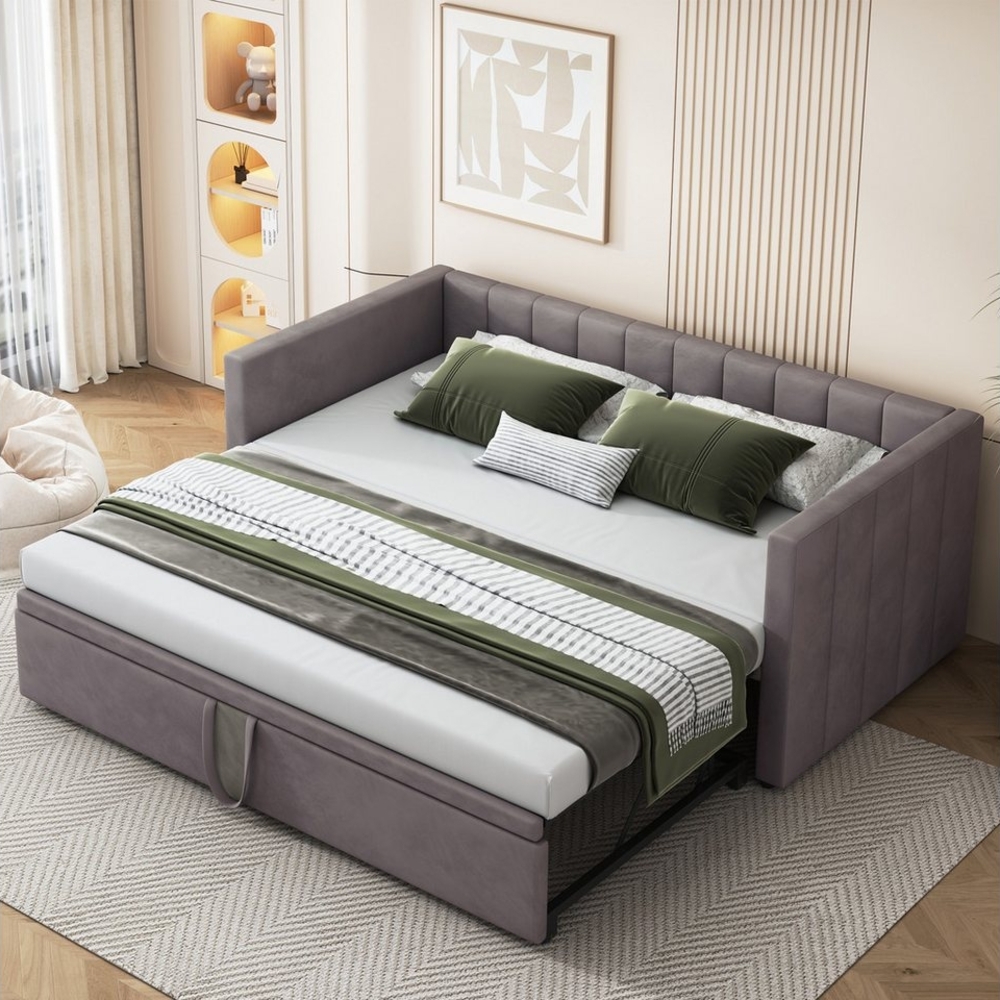Furnishings Home Polsterbett Daybett Tagesbett Ausziehbett (1 tlg), Schlafsofa, Mit Unterbett, 90x200 cm/180x200 cm, Lattenrost, Samt Bild 1