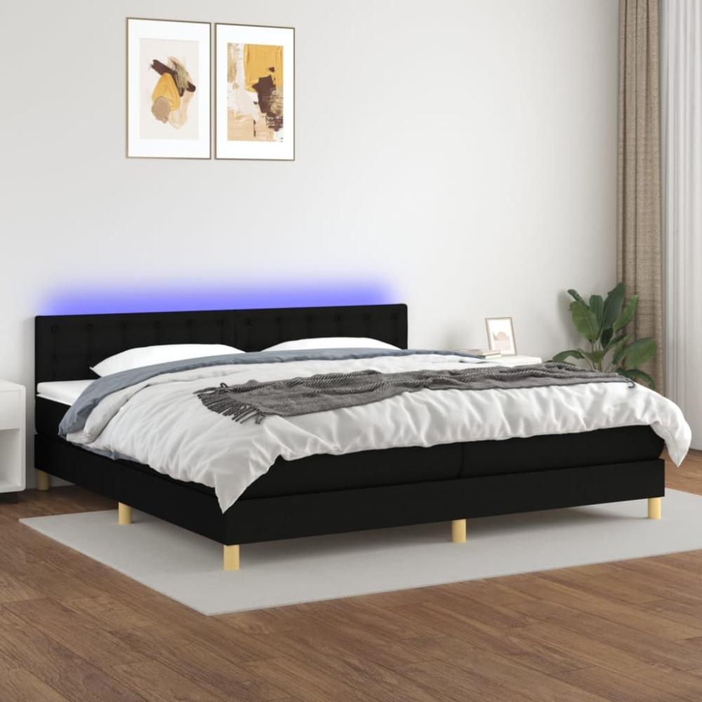 vidaXL Polsterbett mit Matratze & LED Stoff Schwarz 200 x 200 cm, Härtegrad: H2 [3134063] Bild 1