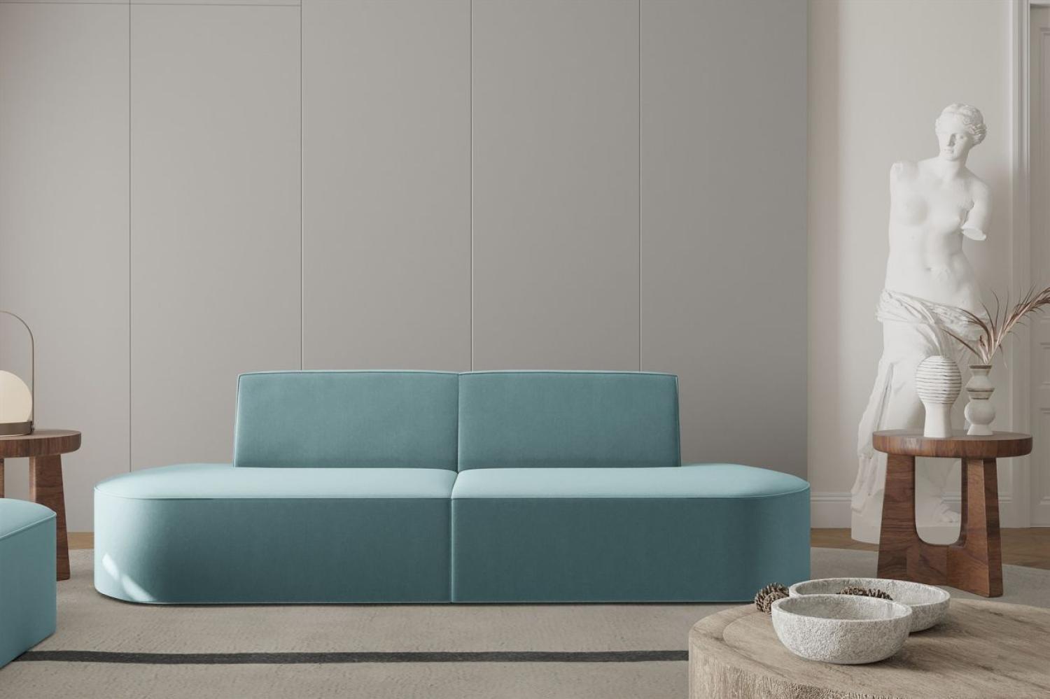 Sofa Designersofa 2-Sitzer MILOT in Stoff Opera Velvet Aquablau Bild 1