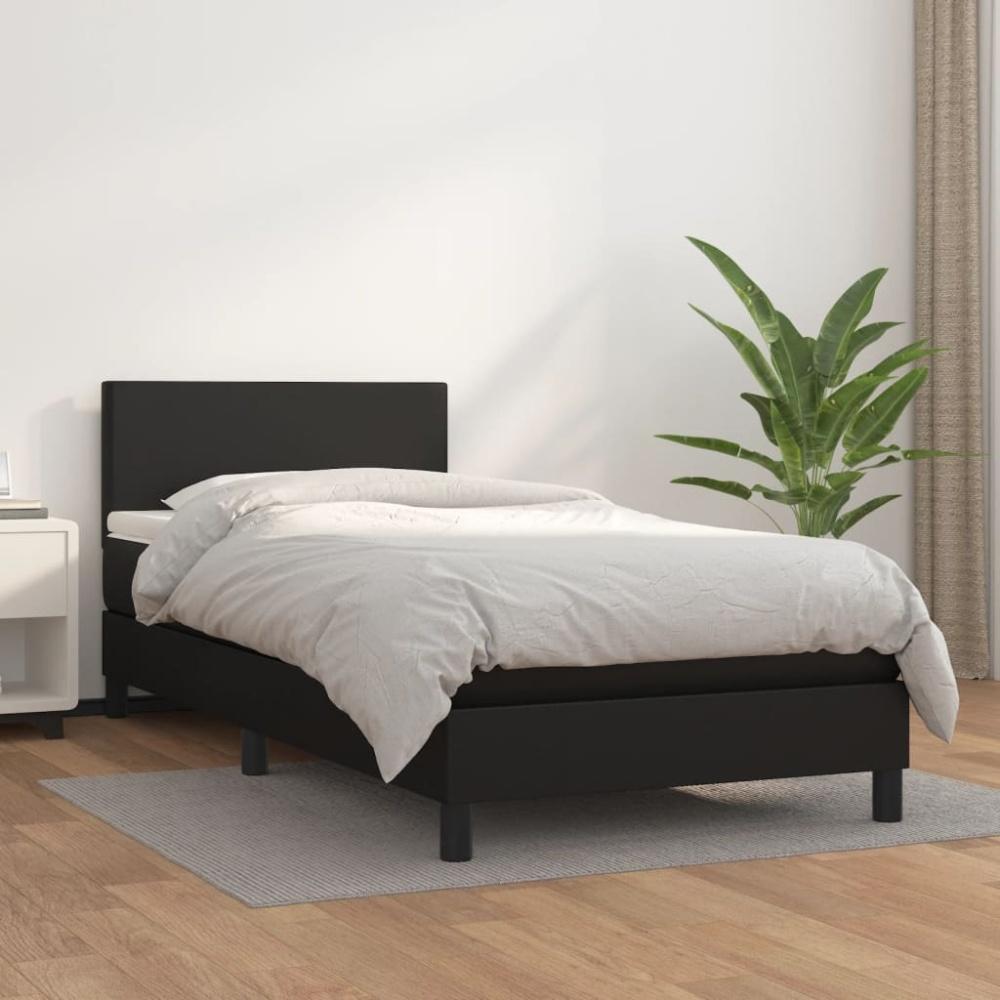 vidaXL Boxspringbett mit Matratze Schwarz 90x190 cm Kunstleder 3140975 Bild 1