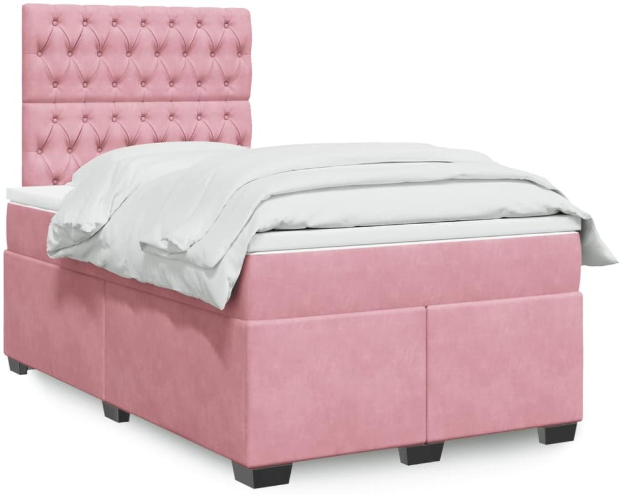 vidaXL Boxspringbett mit Matratze Rosa 120x200 cm Samt 3293193 Bild 1