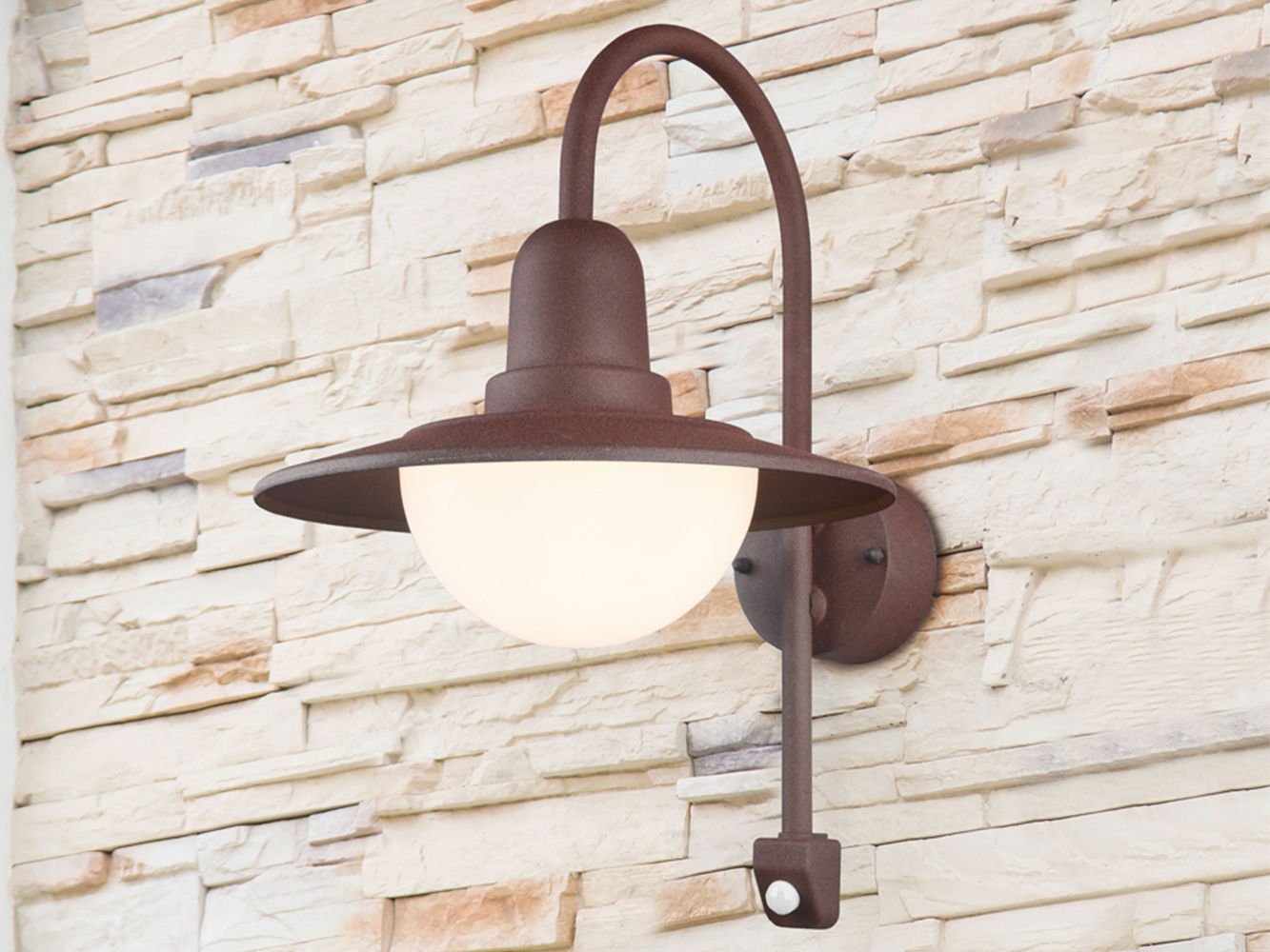 LED Außenwandleuchte mit Bewegungsmelder, Rostoptik, Höhe 45cm Bild 1