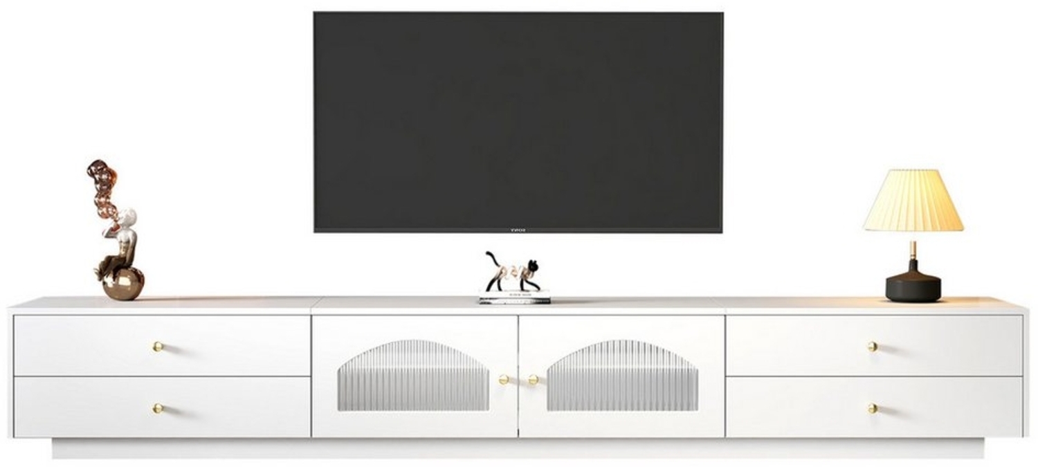 REDOM Lowboard TV-Schrank (Mit vier Schubladen und Schwebetüren aus Glas), mit Push-to-Open Funktion Bild 1