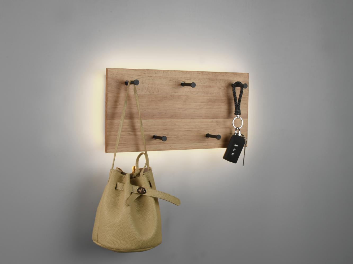 Samantha Wandgarderobe beleuchtet holzfarbig, Schwarz - 40 x 20cm Bild 1