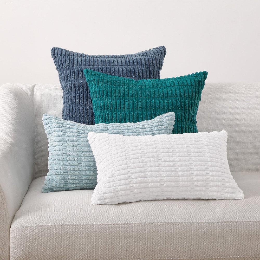 4er Set Kissenbezüge inklusive Füllkissen - Set Mosa Kissenbezug ( 30x50cm & 50x50cm - blau ) Bild 1