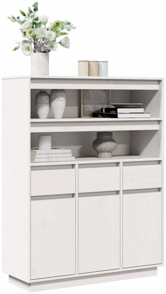 vidaXL Highboard Weiß 89x34x116,5 cm Massivholz Kiefer Bild 1