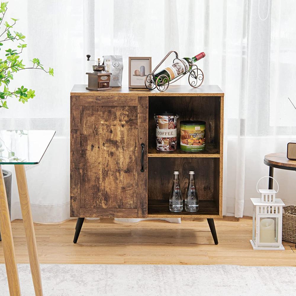 COSTWAY Vintage Sideboard mit 5 Fächern, mit 2 verstellbarem Regalen, multifunktionale Kommode, Aufbewahrungsschrank Holz, 76 x 40 x 78 cm Bild 1