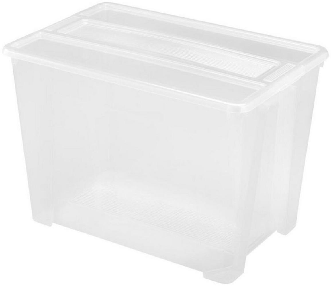 TEX Box 70L Aufbewahrungskiste Spielzeugkiste transparent mit Deckel 57x38x40cm Bild 1