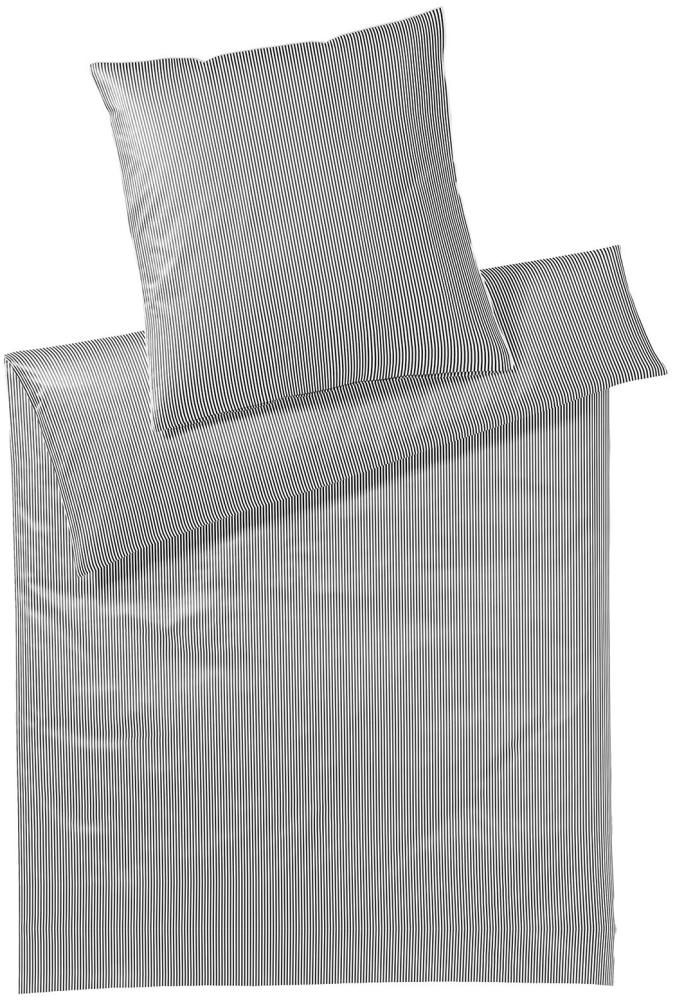 elegante Mako-Satin Bettwäsche Hamburger Streifen|240x220 cm + 2x 80x80 cm| grau Bild 1