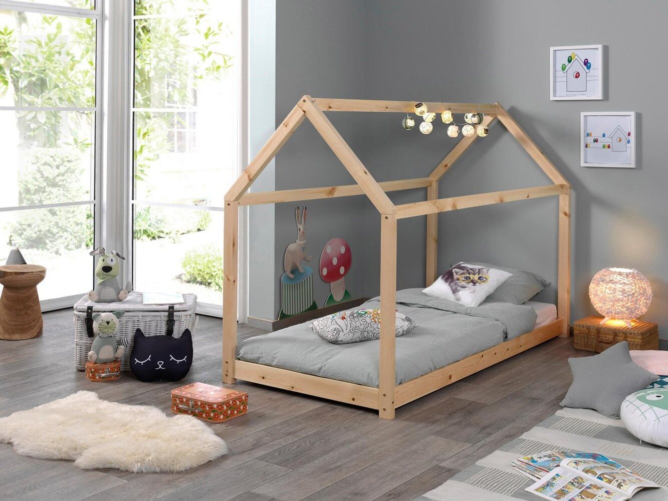 Vipack Hausbett 90x200 cm natur Bild 1