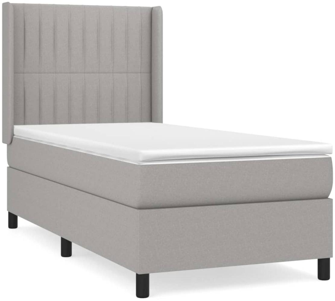 vidaXL Boxspringbett mit Matratze Hellgrau 100x200 cm Stoff 3131569 Bild 1