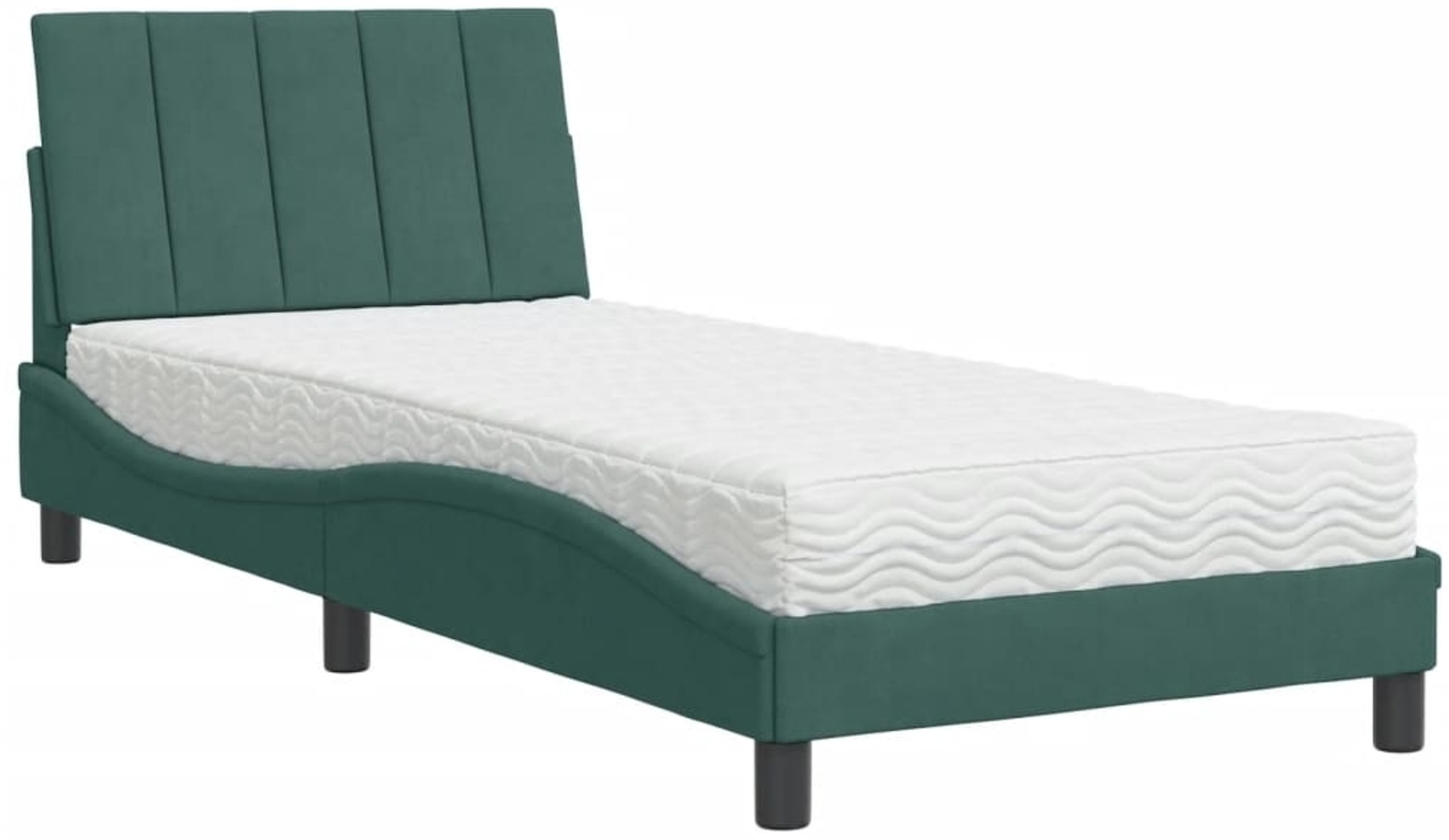 vidaXL Bett mit Matratze "Hanko" Dunkelgrün 80x200 cm Samt 3208565 Bild 1