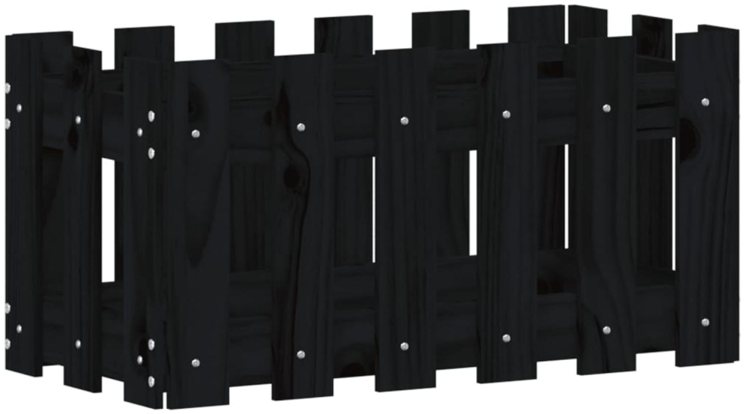 vidaXL Pflanzkübel Lattenzaun-Design Schwarz 60x30x30 cm Kiefernholz 832469 Bild 1