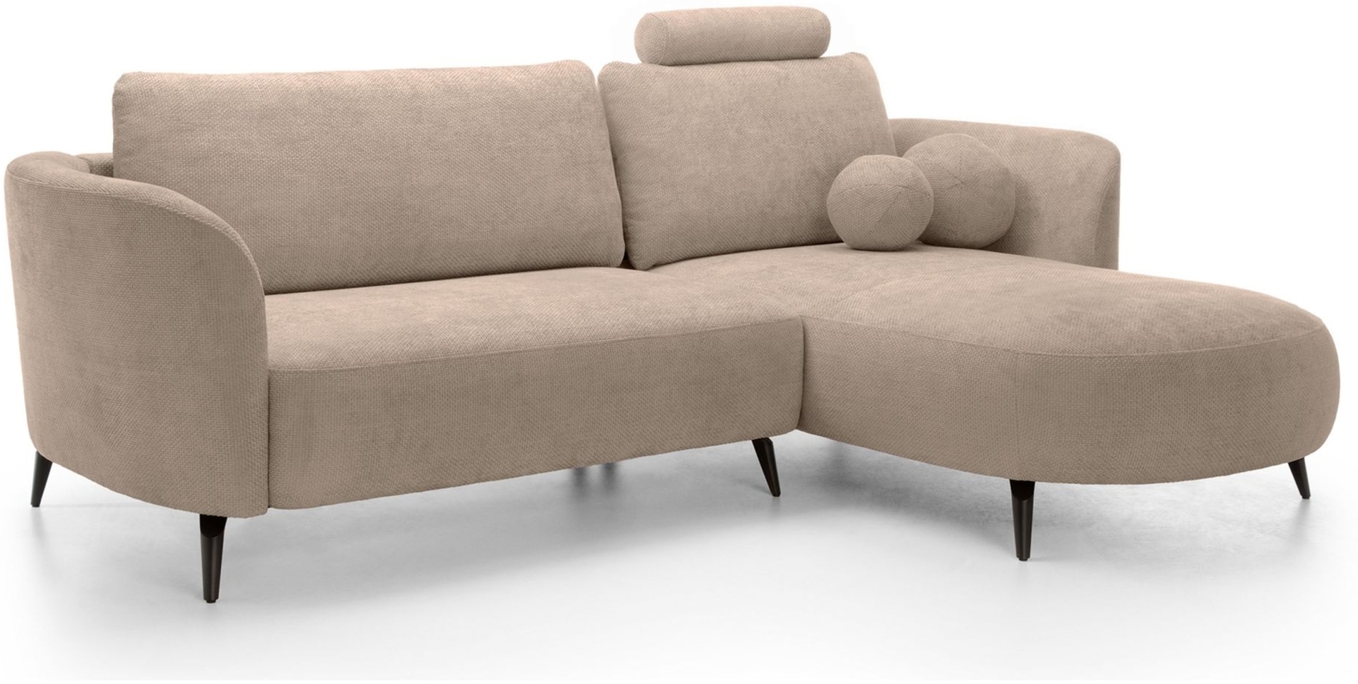 Selsey 'Kavni' Ecksofa mit Schlaffunktion, Stauraum und Chenille-Bezug, beige, rechts, 86 x 260 x 180 cm Bild 1