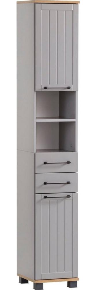 SCHILDMEYER Hochschrank Badschrank Highboard Badmöbel platingrau 30,3x180,9x32,6 Bild 1