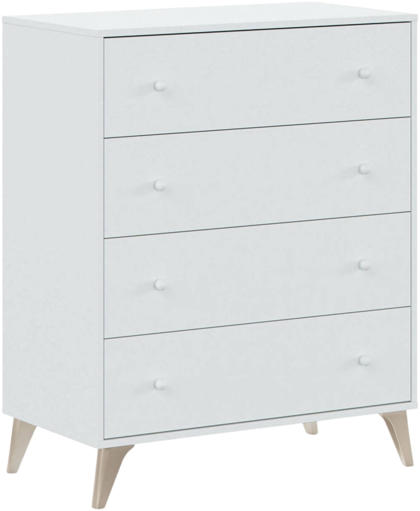 Dmora Aquilea Kommode, Kommode mit 4 Schubladen, Kommode für das Schlafzimmer, Moderne Kommode, 78x40h95 cm, Weiß Bild 1