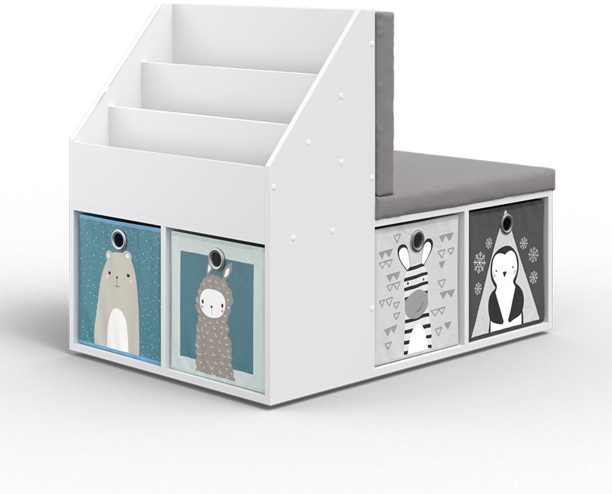 Vicco Kinderregal Grau 97.1 x 78.4 cm mit 6 Faltboxen opt. 2, Onix Bild 1