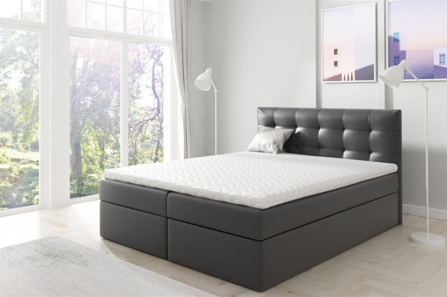 Boxspringbett OVIEDO 120x200 cm Kunstleder Schwarz Bild 1