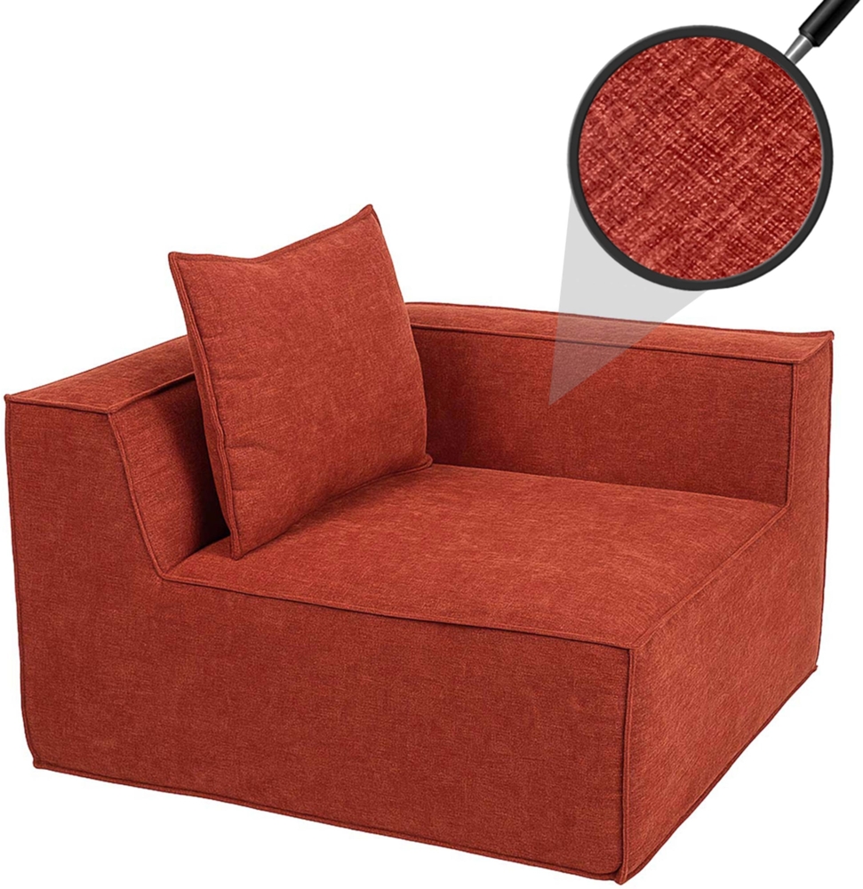 Eckteil/Zubehör für Sofa HWC-O54, Loungesessel Polstersessel Armlehne, Stoff/Textil (300g/m²) 63x97x97cm ~ terrakotta Bild 1