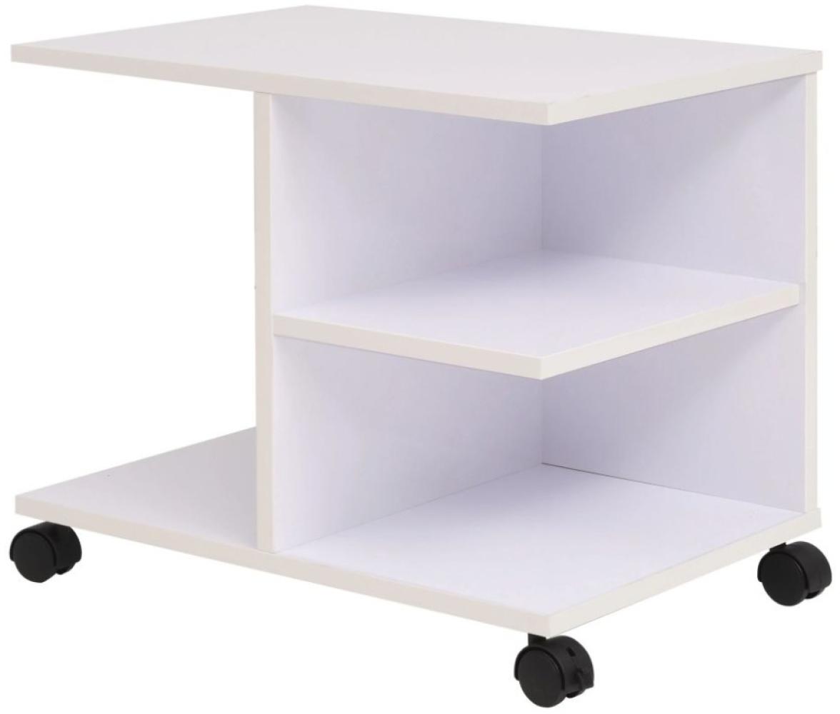 vidaXL Beistelltisch mit Rollen 50×35×42 cm Weiß 245724 Bild 1