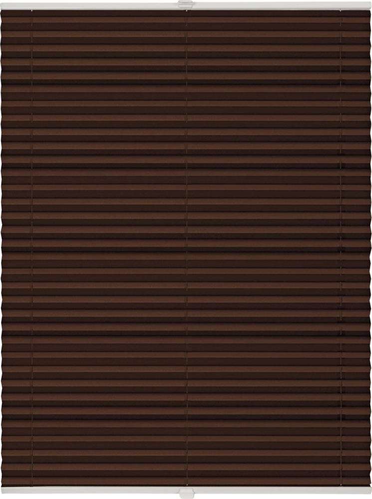 ondeco Plissee ohne Bohren mit Klemmträger, Sonnenschutz für Fenster innen, blickdicht, Faltrollo, Dunkelbraun, 85x130 cm Bild 1