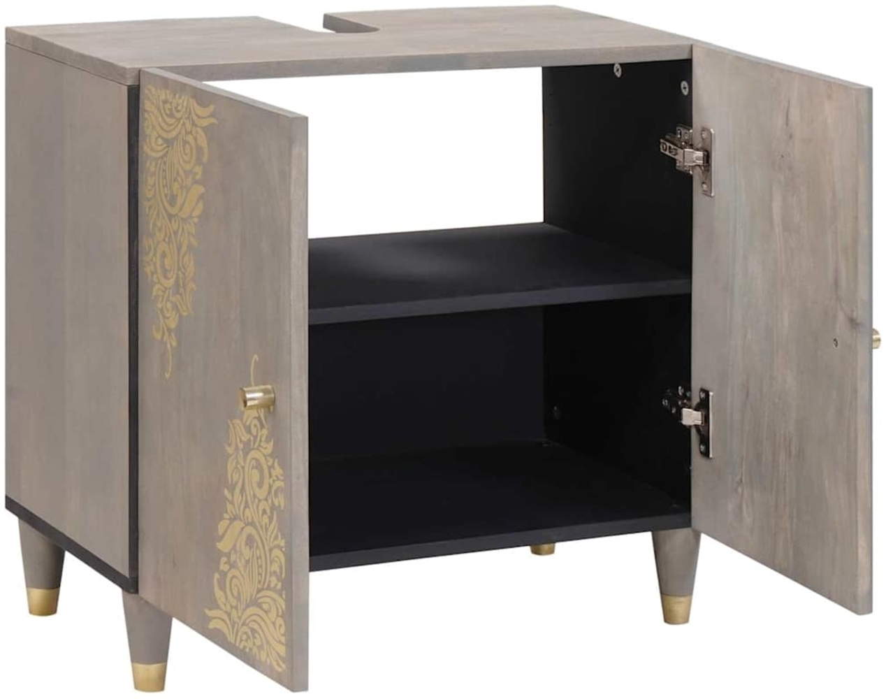 vidaXL Waschbeckenunterschrank Grau 62 x 33 x 58 cm Massivholz Mango 4018791 Bild 1