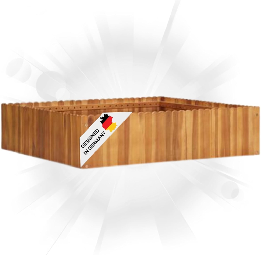 DELUKE® Hochbeet aus Holz JONA 100x100x25cm, Akazienholz Hochbeet für Garten Hochbeet Holz Gartenbeet hoch Kräuterbeet xxl Blumenbeet Gemüsebeet groß Garten Bild 1