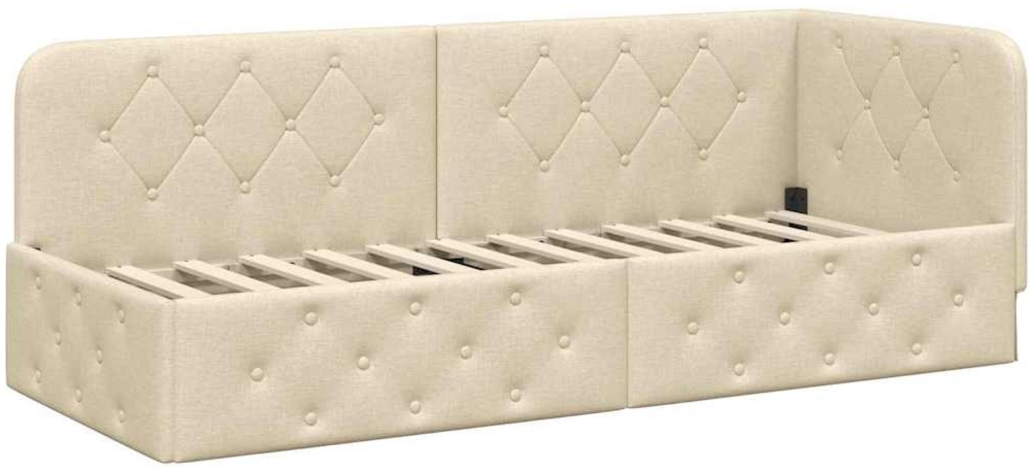 vidaXL Eckbettgestell mit Kopfteil Creme 80x200 cm Stoff 42016485 Bild 1