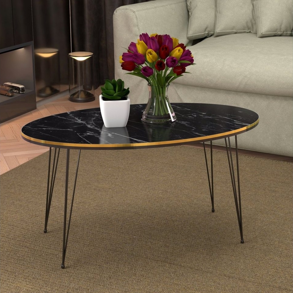 Couchtisch Hirtshals 41 x 90 x 50 cm Marmor, schwarz [en. casa] Bild 1