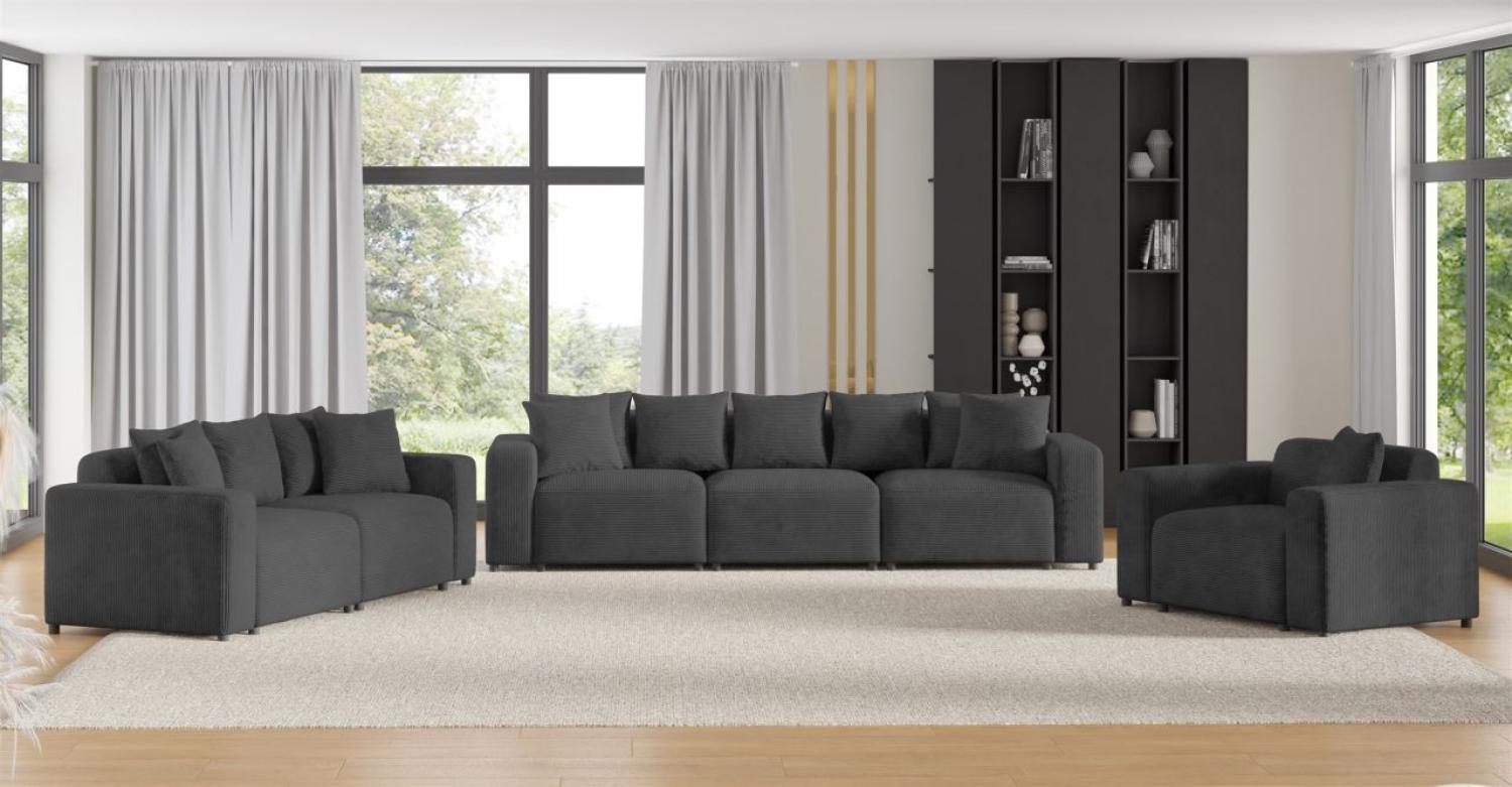 Sofaset Designersofas MEGAN 3-2-1 in Stoff Poso Dunkelgrau Bild 1