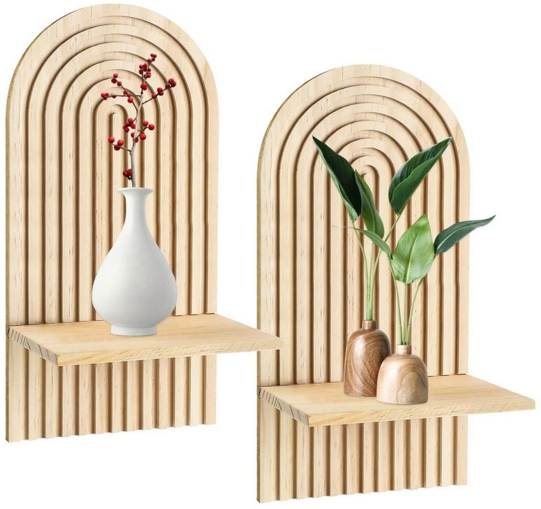 BlingBin Wandregal Wandbehang Regal Wand Wandregal Holz Boho Wanddeko, 1er Set 2-tlg, Holz Wandregale für Kunst Wohnzimmer Kinderzimmer Wanddekoration Bild 1